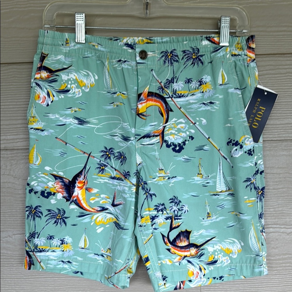 NWT Boys Size 16 Polo by Ralph Lauren Men's Marlin Print Shorts